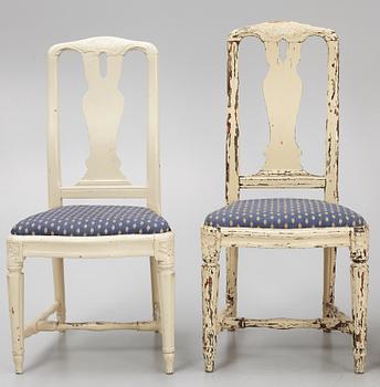 An assembled suite of sixteen Transitional chairs, Stockholm, later part of the 18th century.