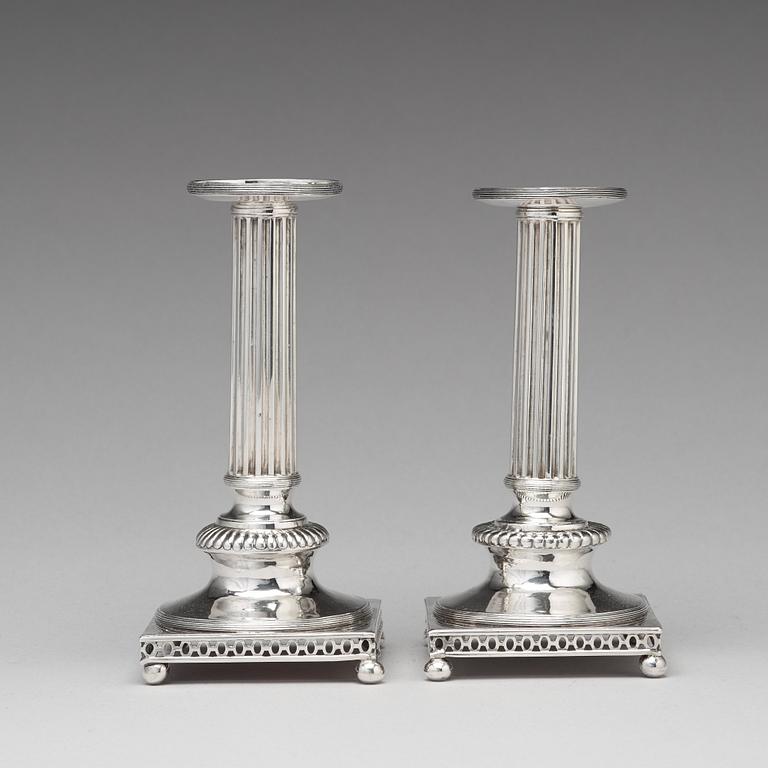 Anders Castman dy, ljusstakar, ett par, silver, Eksjö 1798. Gustavianska.