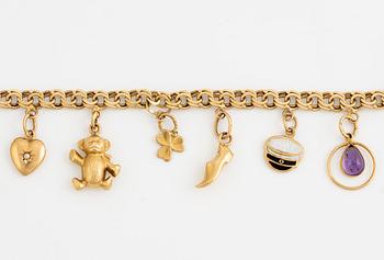 Bracelet, with charms, 18K gold.