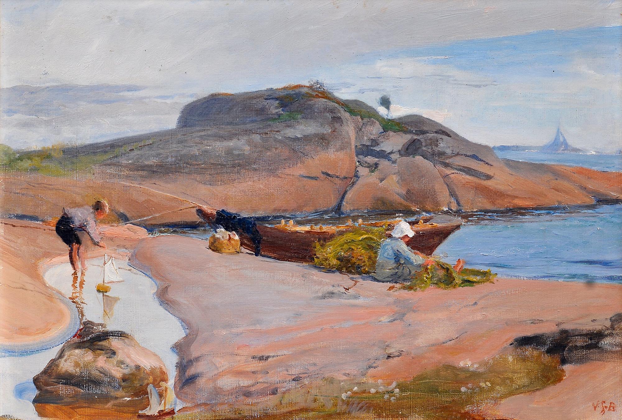 Venny Soldan-Brofeldt, CHILDREN PLAYING BY THE SHORE.