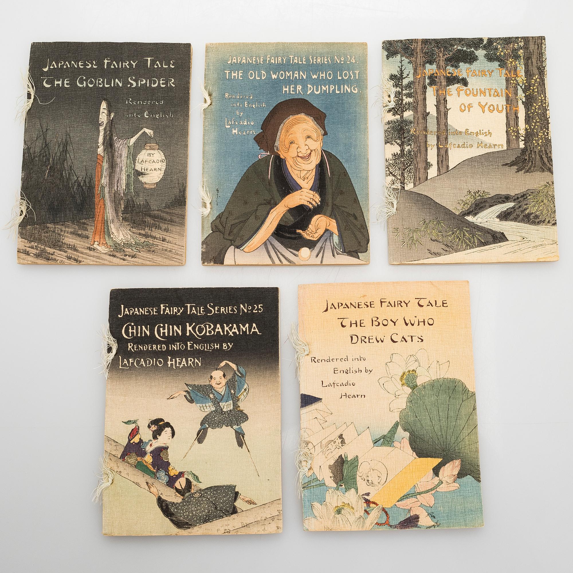 A set of five books of Japanese fairy tales. Rendered in to English By Lafcadio Hearn. T Hasegawa Publisher,