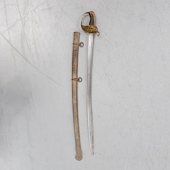 A Swedish infantry officer's sword, 1859 pattern with scabbard.