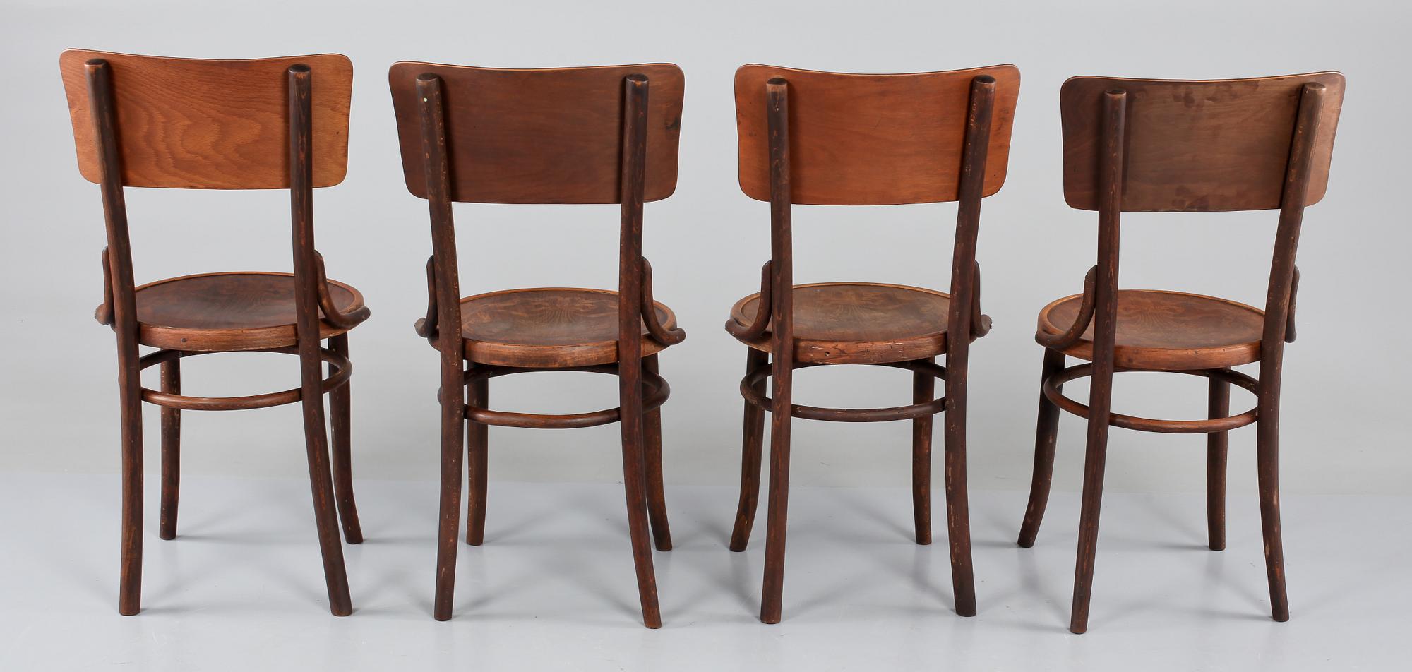 STOLAR, 4 st, Thonet, Mundus, Mellaneuropa, 1900-talets första hälft.
