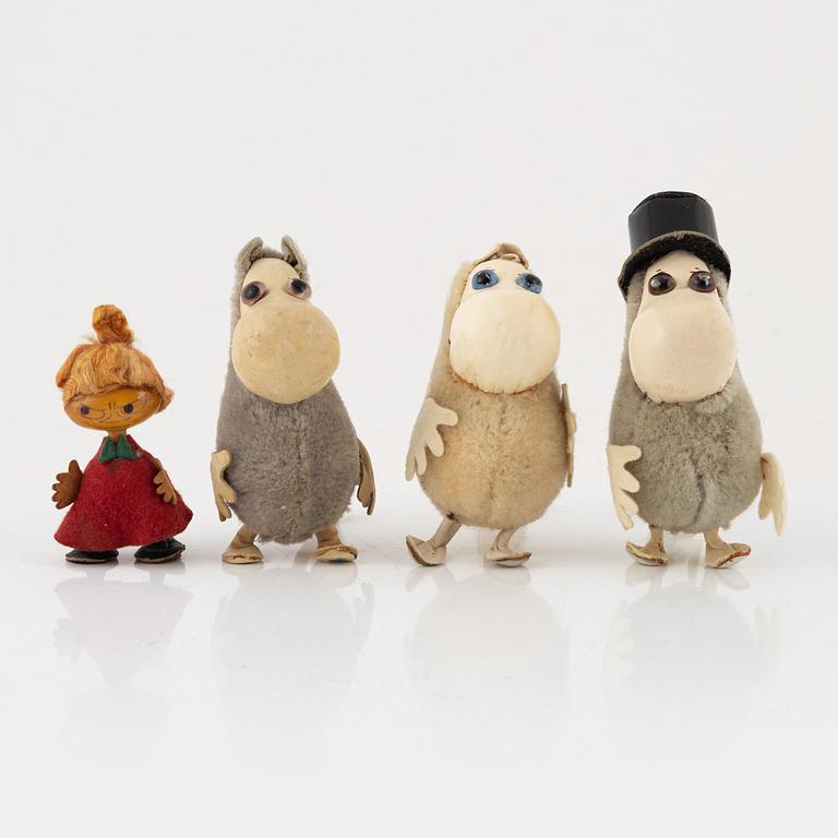 Four Moomin figures, Atelier Fauni, Finland, 1950's/60's.