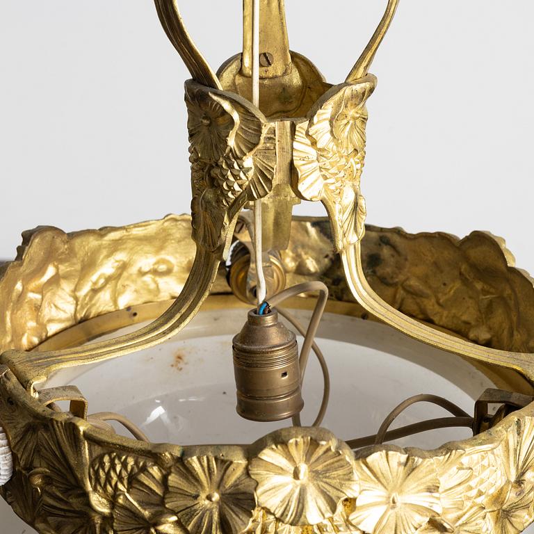Arvid Böhlmarks Lampfabrik, an Art Nouveau ceiling lamp model 3853 A, Stockholm, 1910s.