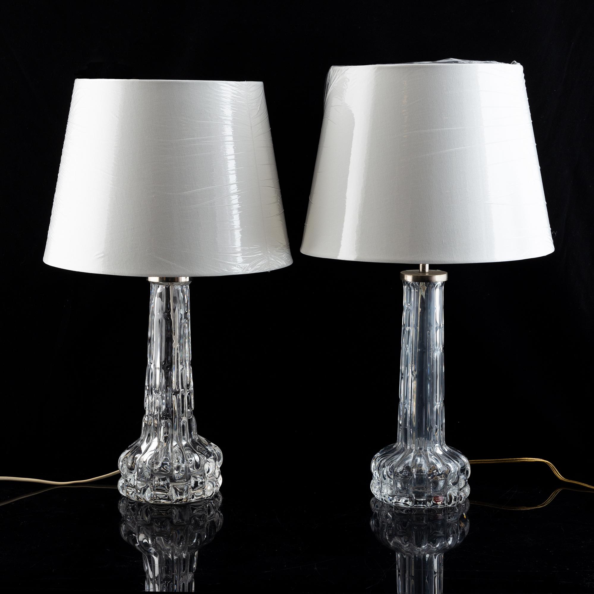 Carl Fagerlund, bordslampor, ett par, Orrefors, 1900-talets andra hälft.