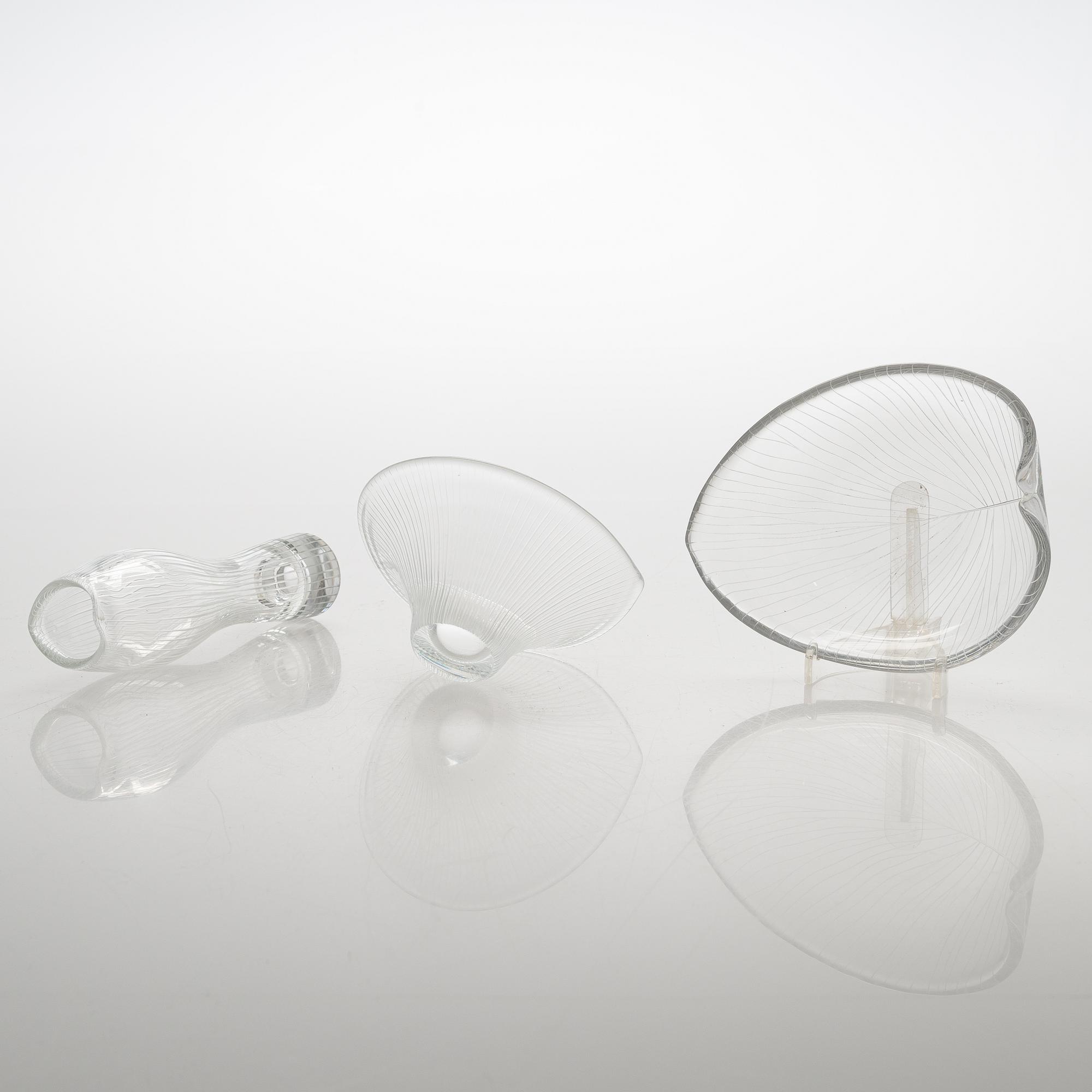 Tapio Wirkkala, konstglas, 5 st, 1950-tal, signerade Tapio Wirkkala - Iittala.