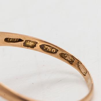 Ring, 18K guld, med gammalslipade diamanter, Gösta Helenius, Åbo, 1900-talets första hälft.