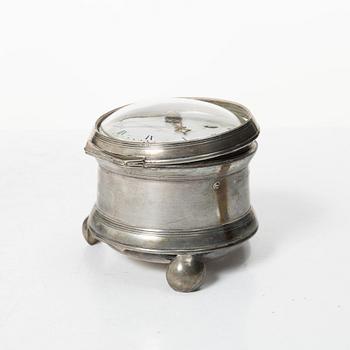 A silver carriage clock by I. Nesselius (watchmaker 1811-46), case by P. G. Strömberg, Linköping 1820.
