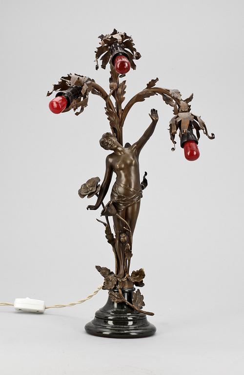 BORDSLAMPA, brons och mässing, jugend, 1900-talets början.