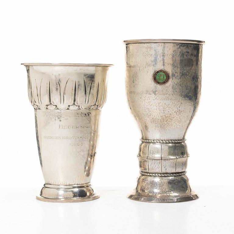 Trophies, 2 pcs, silver, Denmark and Sweden, 1920s.