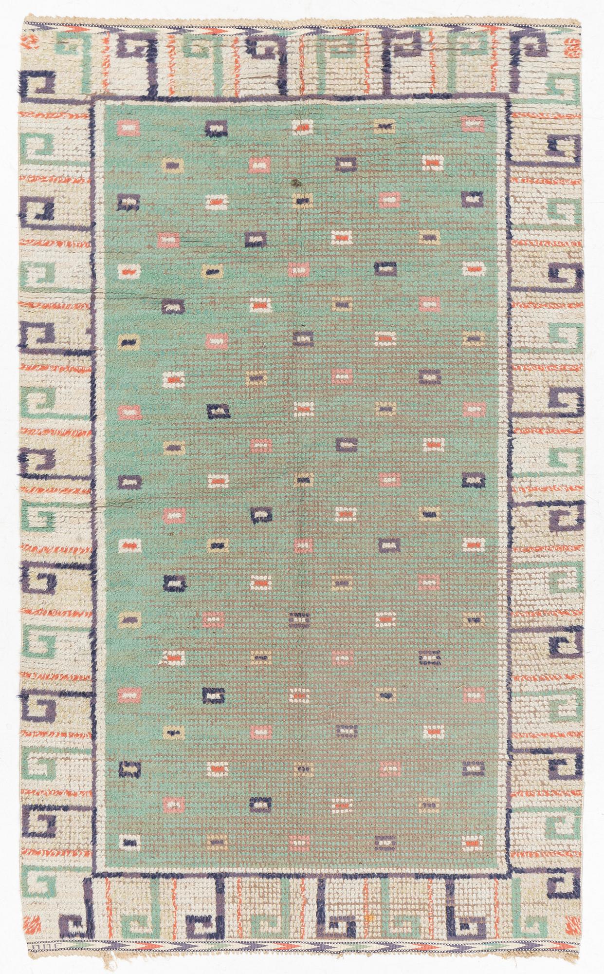 Märta Måås-Fjetterström, matta, rya, "Gröna Ryan", signerad MMF, ca 250 x 155 cm.