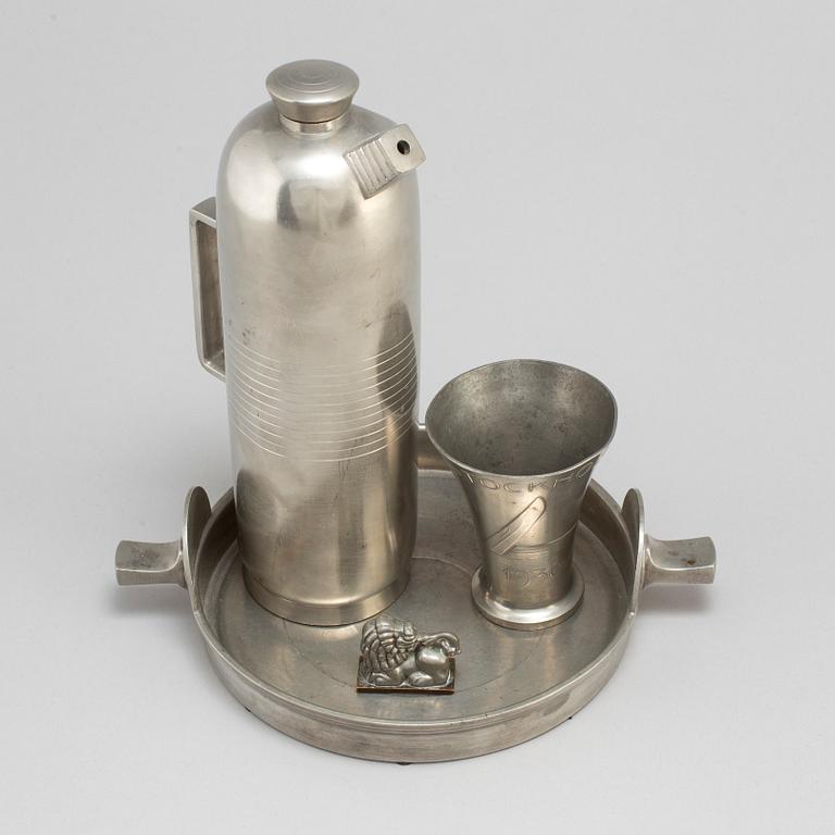 Four Swedish pewter items, 1930s.