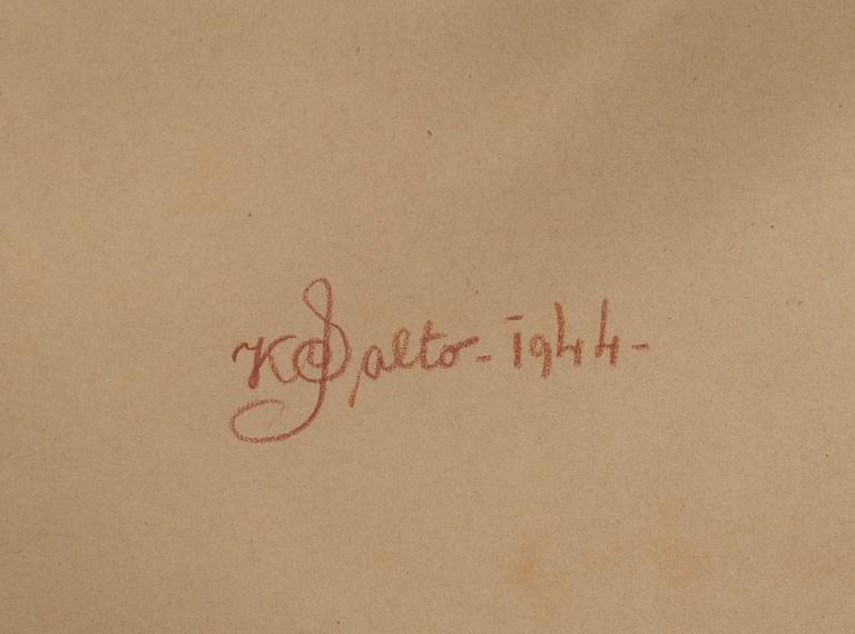 KAMMA SALTO, rödkrita, signerad och daterad 1944.
