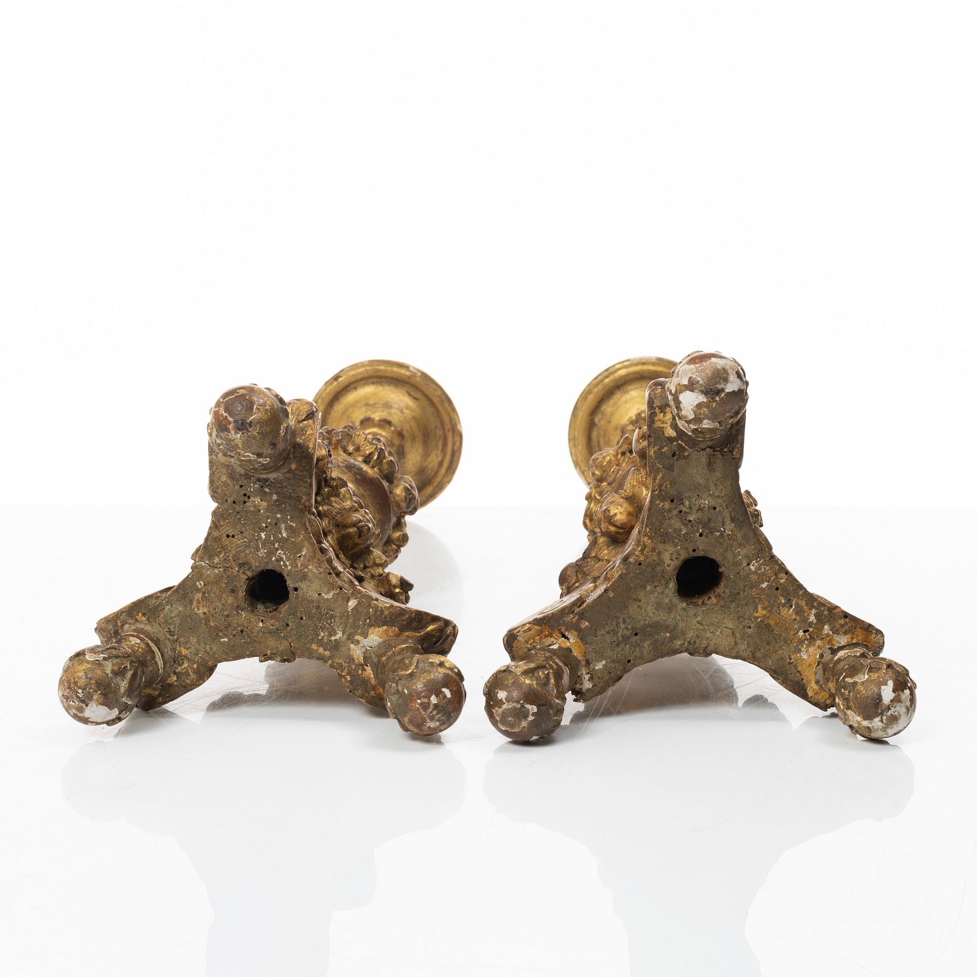 Two similar of altar candle sticks, south Europe, 18th/19th century.