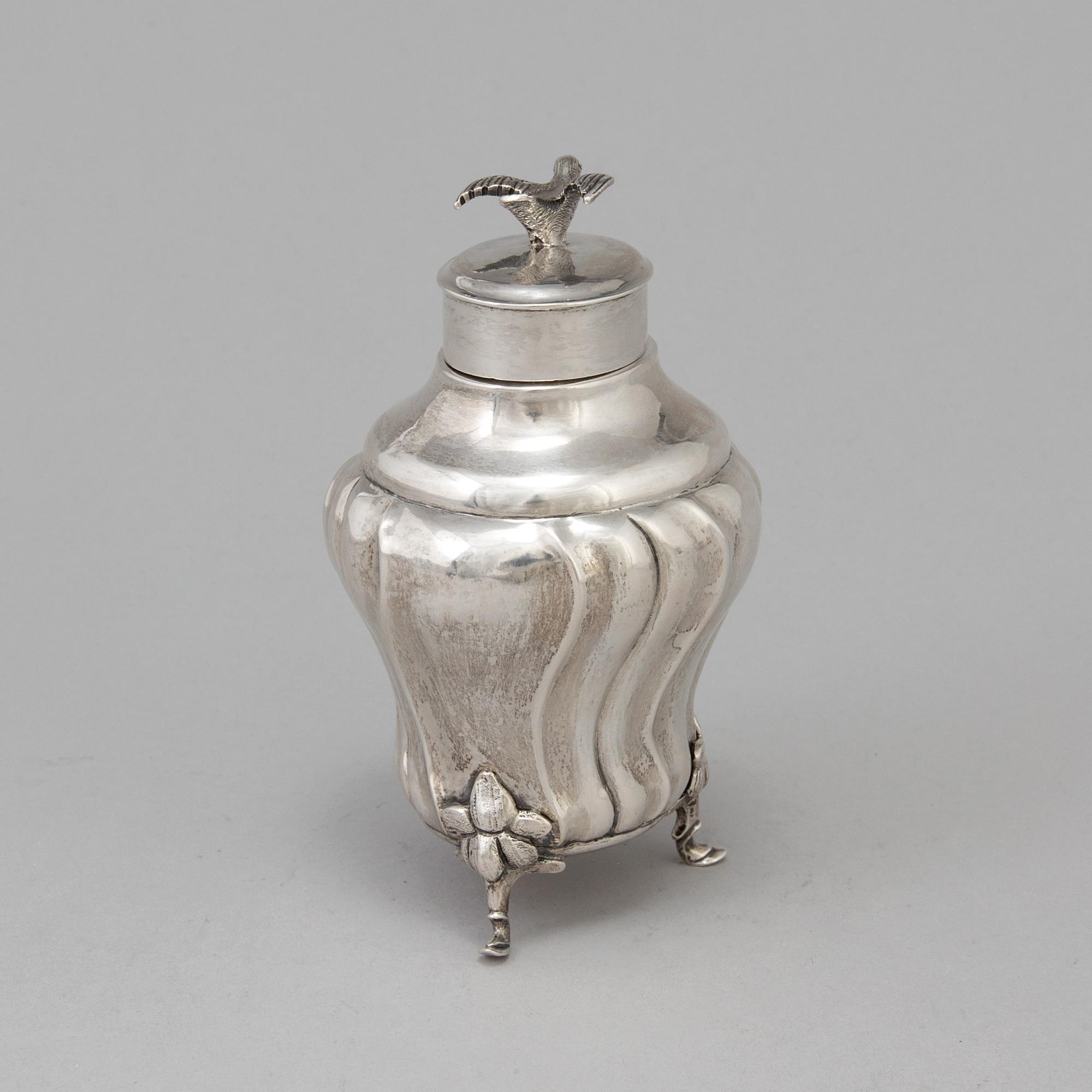 A Danish 18th century silver tea-caddy, marked Philip Lorenz Weghorst possibly, Copenhagen 1727.