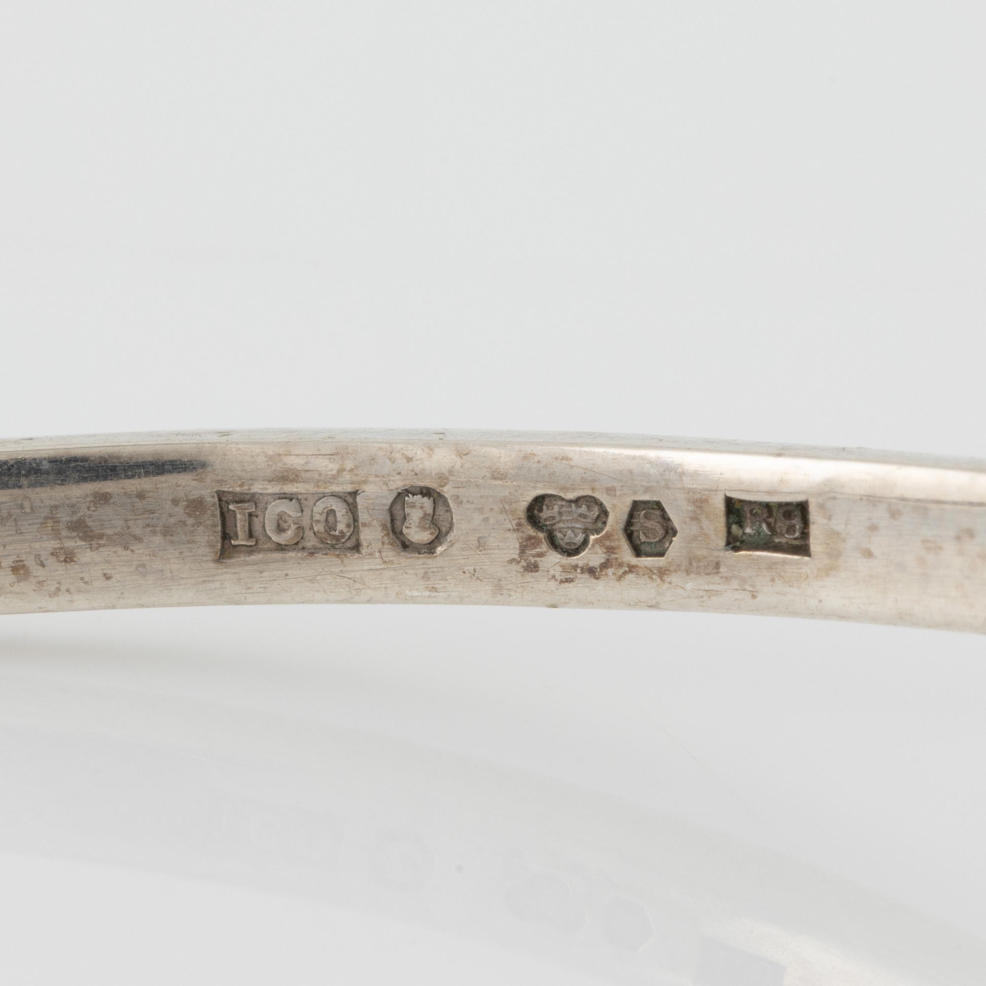 Isaac Cohen, bracelet and ring, silver with rock crystal. 1960s.