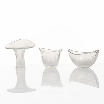 Tapio Wirkkala, "Chanterelle", vase and bowls, 3 pcs, Iittala.