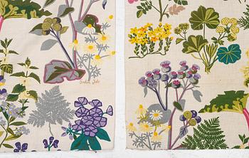 Gocken Jobs, Curtain panels, a pair, "Rhubarb", Jobs Handprint.