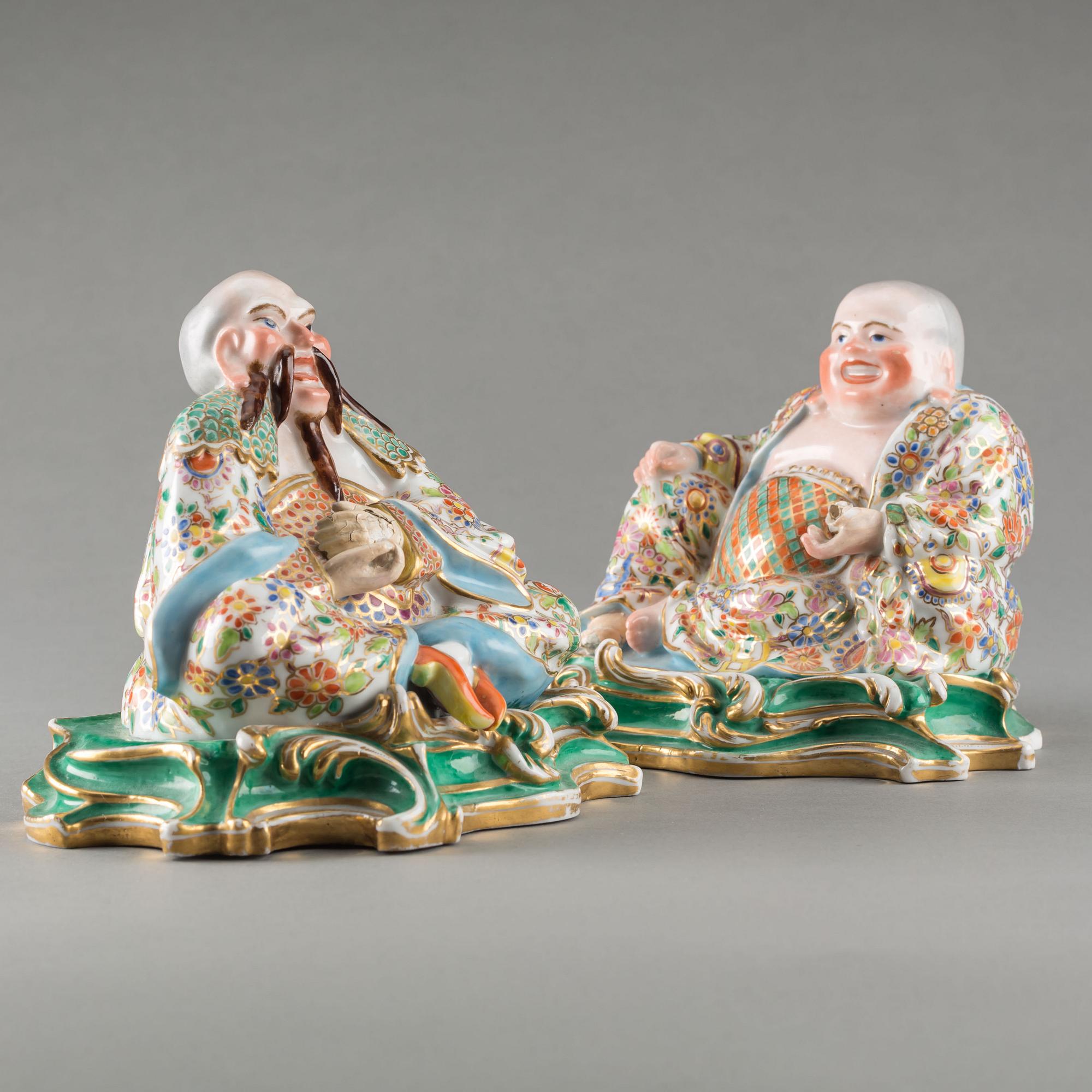 FIGURINER, ett par, porslin, märkt J.P. (Jacob Petit), 1800-tal.