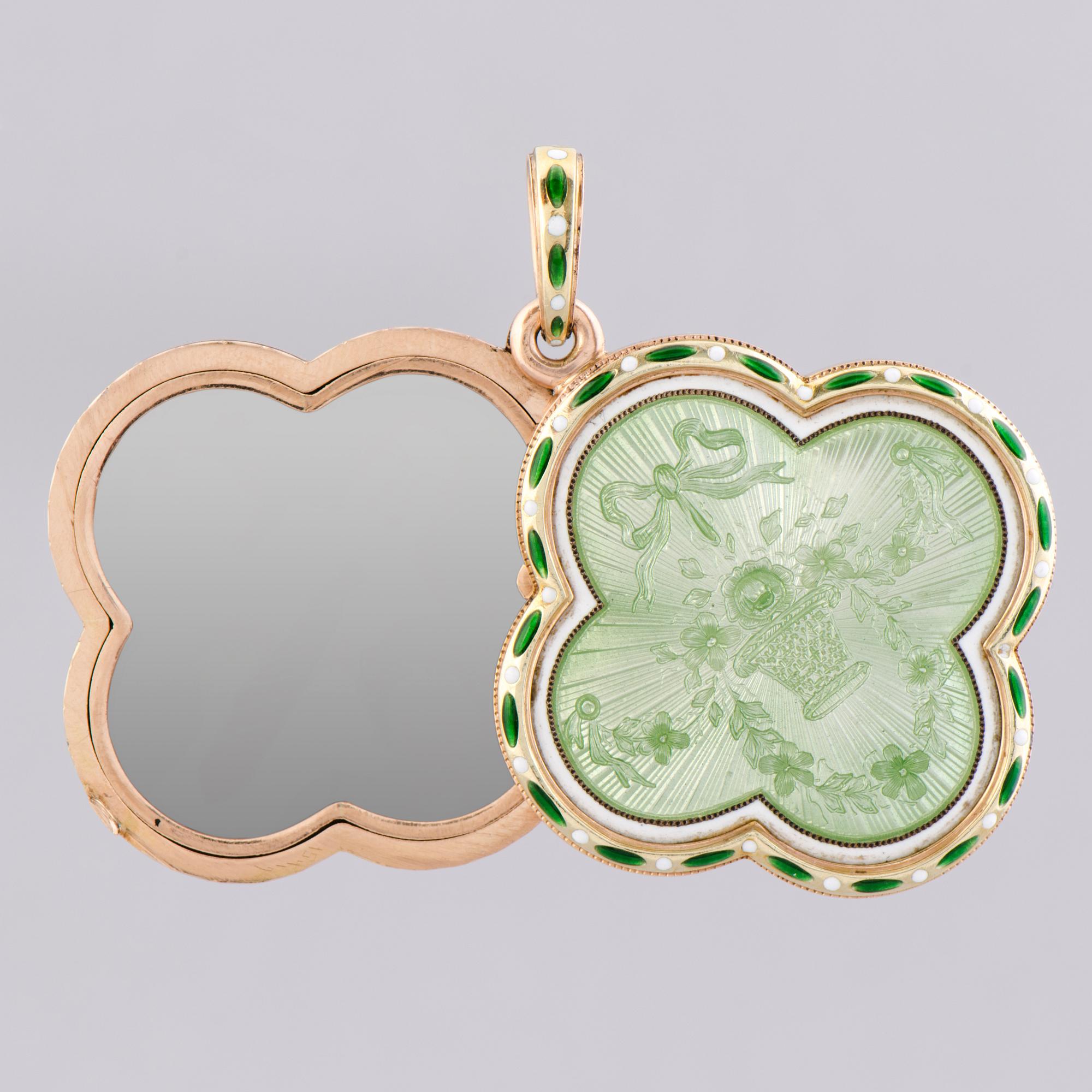 MEDALJONKI, Fabergé, emalia, 14K (56) kultaa. Pietari 1899-1908.