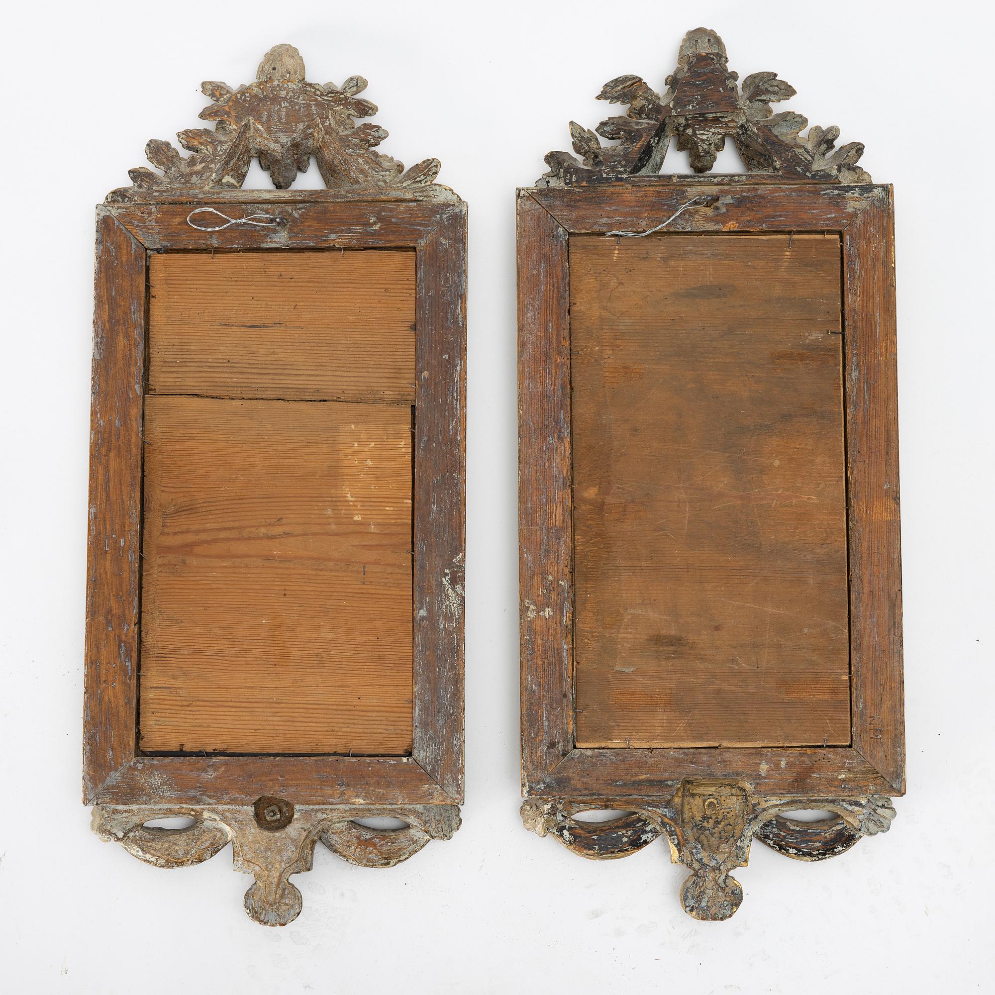 Spegellampetter, ett par, för ett ljus, sent 1700-tal, Gustavianska.