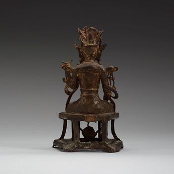 A brons figure of Manjushri, Ming dynasty 17th century.