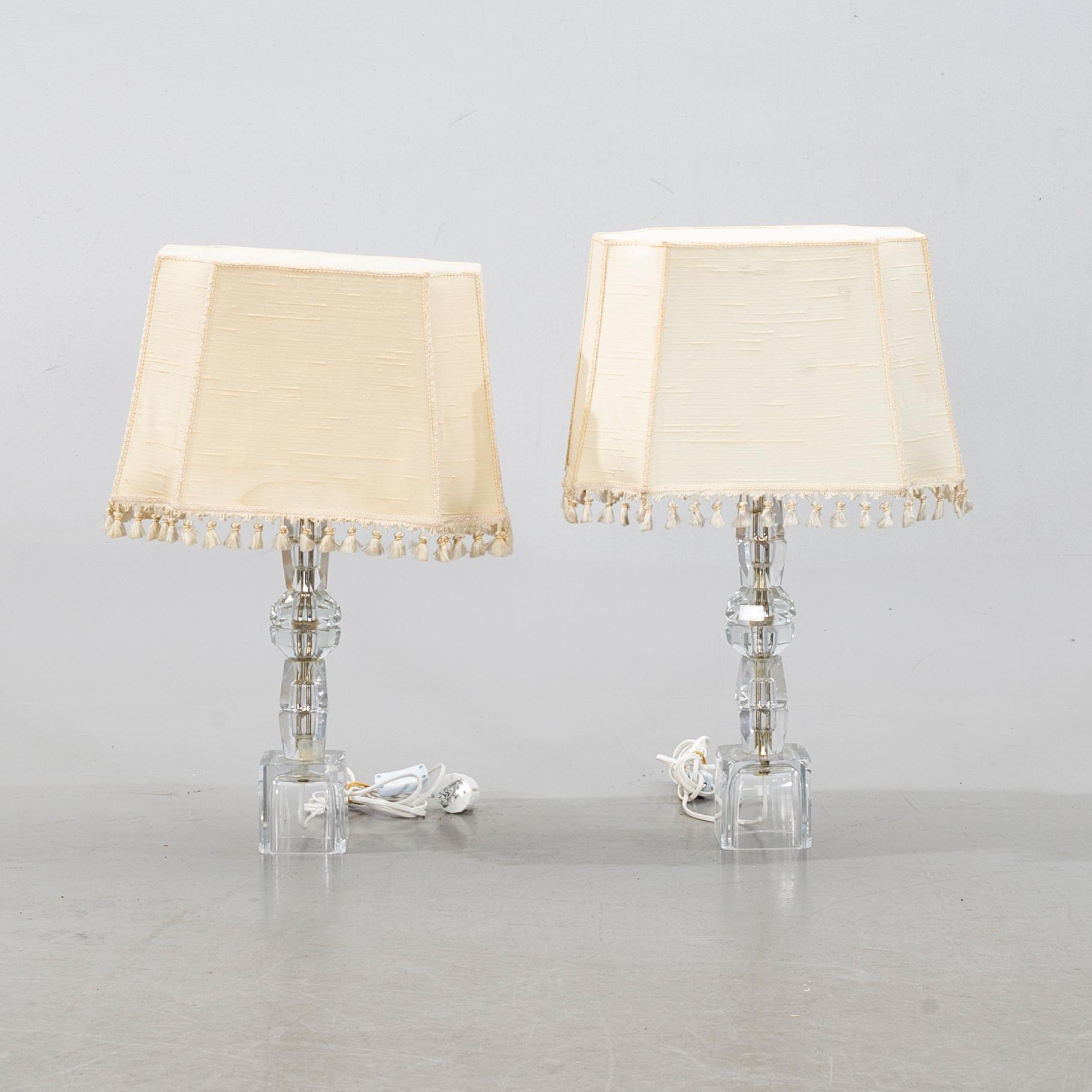 A PAIR OF TABLE LAMPS, perhaps Kosta, second half of the 20th century.