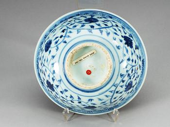 A blue and white bowl, Ming dynasty (1368-1644).