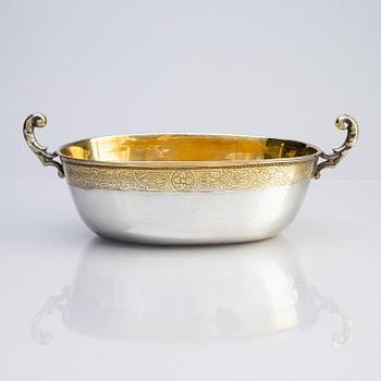 A Swedish 18th century parcel-gilt silver bowl, mark of Gustaf Stafhell the elder, Stockholm 1733.