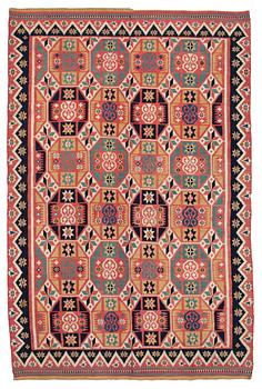 786. BED COVER. Double-interlocked tapestry. 193,5 x 126,5 cm. Scania, Sweden, around 1820-1830.