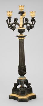 KANDELABER, brons, empirstil, 1800-tal.