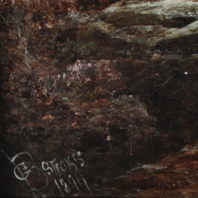 GEORGE BLACKIE STICKS, olja på duk. Sign o dat 1894.