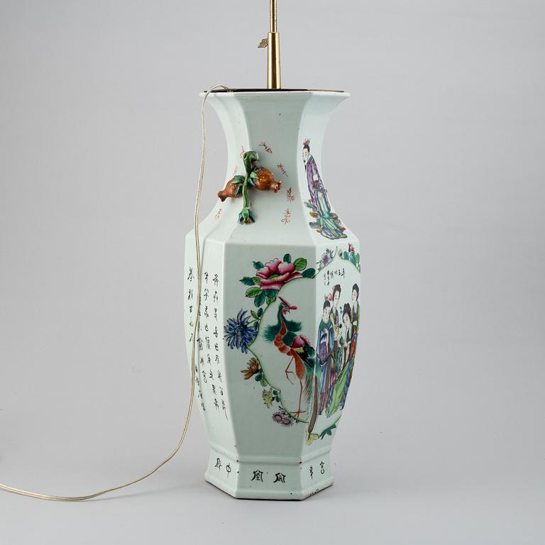 A large Chinese vase, mounted as a lamp, first half of 20th Century.