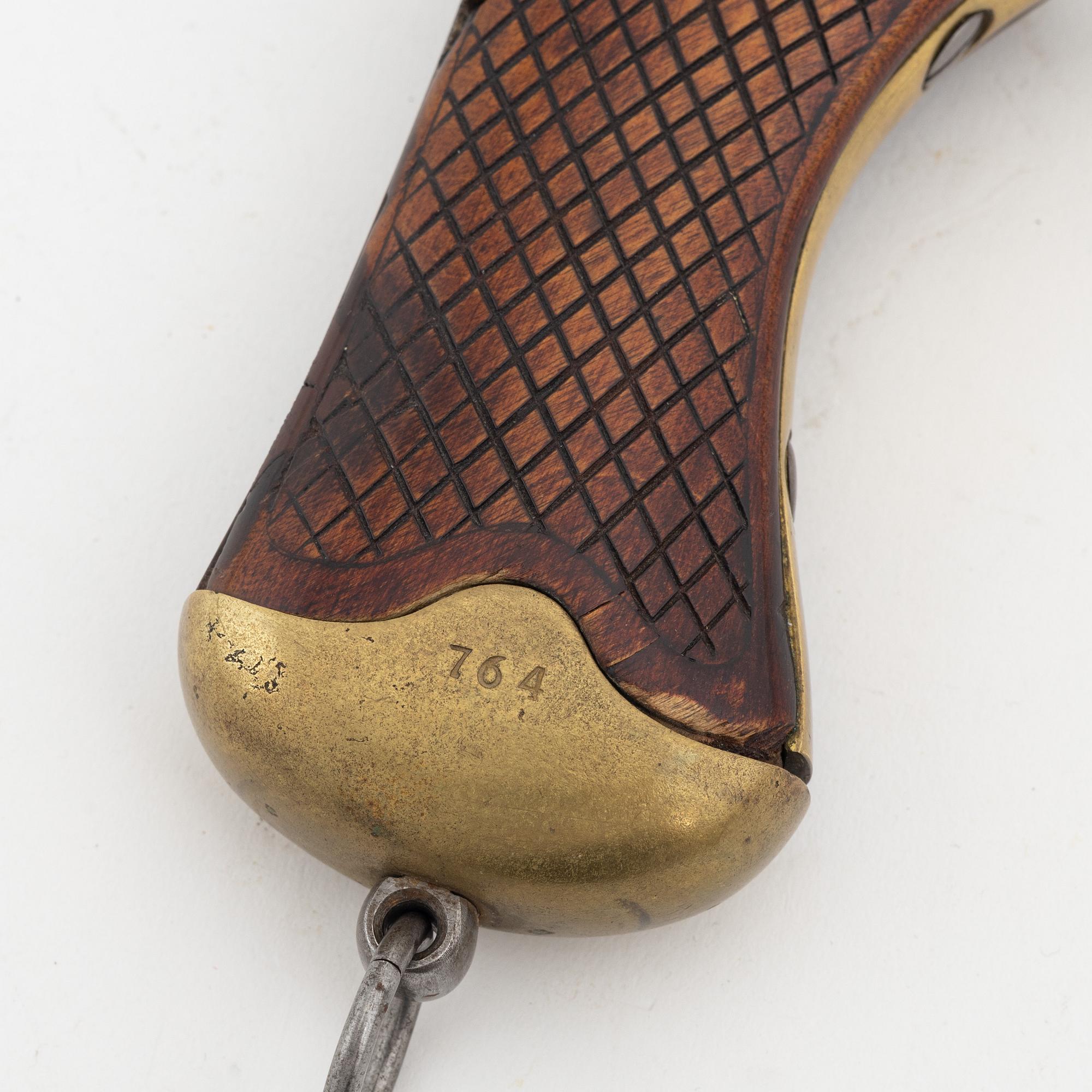 A Swedish smooth bored percussion pistol, 1850 pattern.