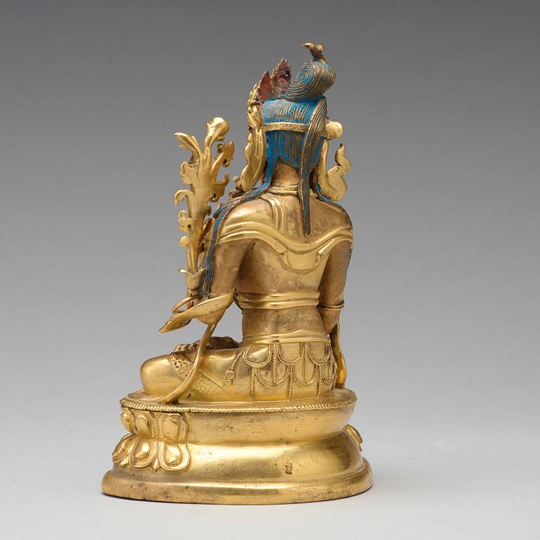 VIT TARA, förgylld kopparlegering. Tibetokinesisk, 1700-tal.