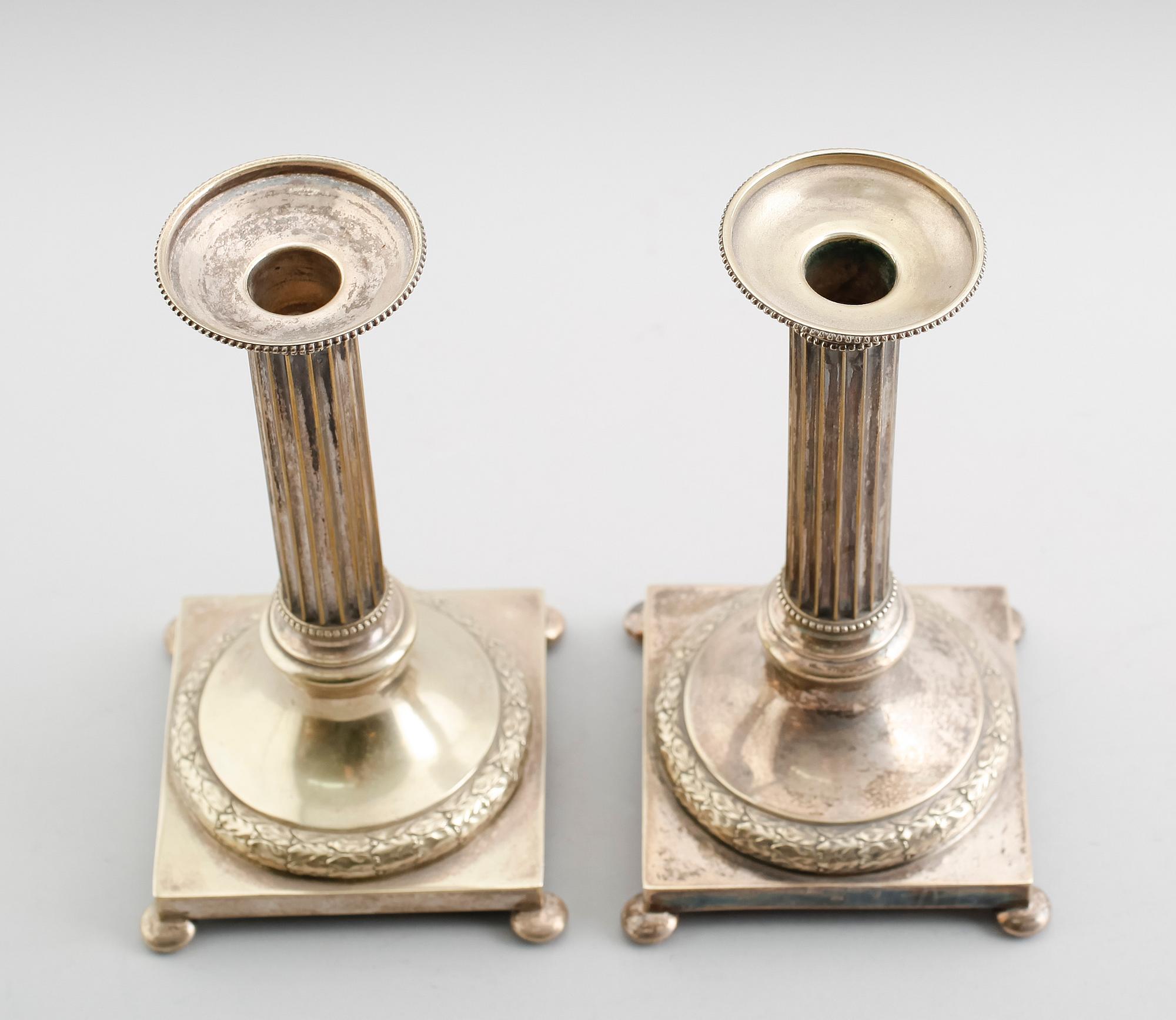 LJUSSTAKAR, 1 par, nysilver, CG Hallberg, 1900-talets första hälft.