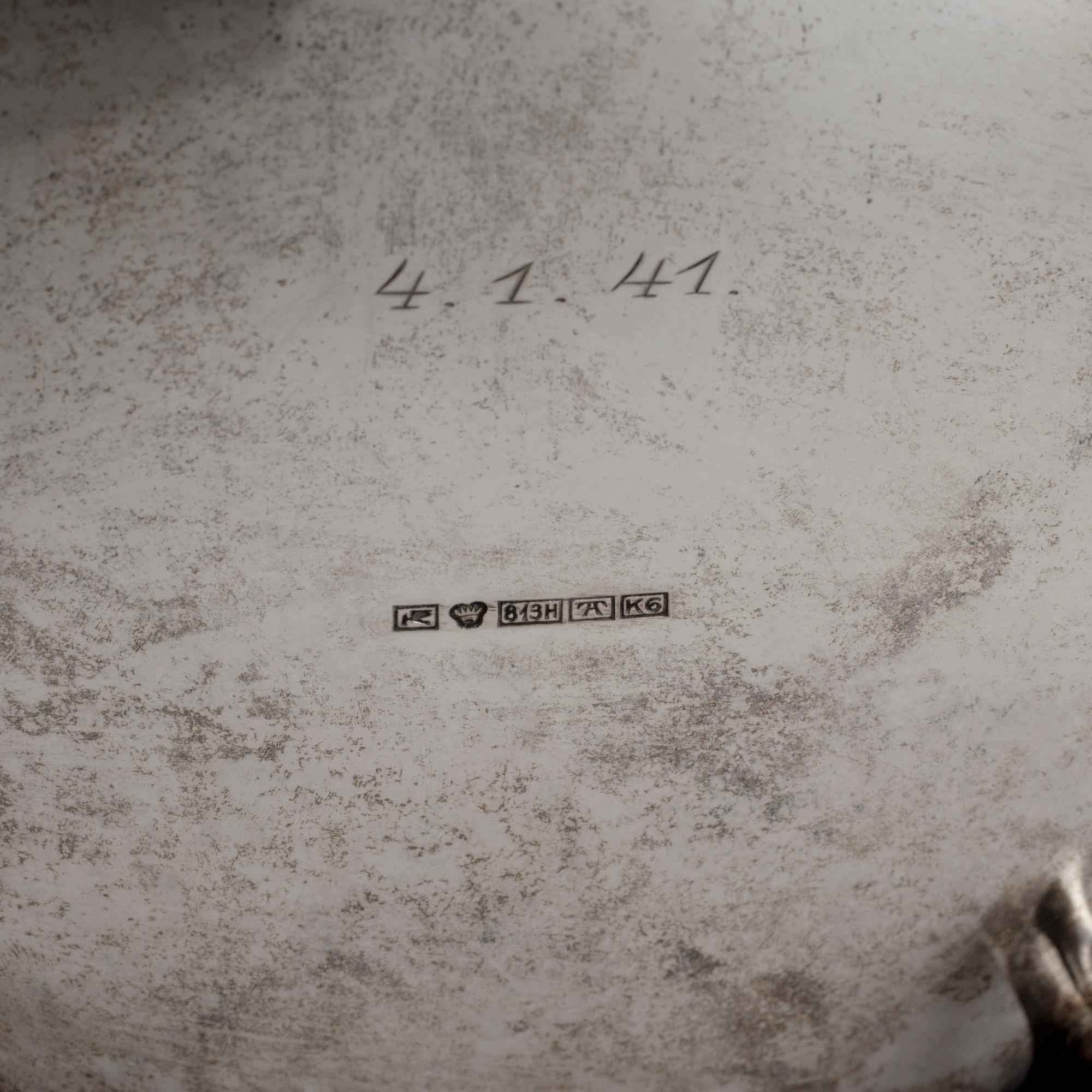 KAFFESERVIS, 3 delar, silver, Suomen Kultaseppä, Åbo, Finland, 1938-1939. Vikt ca 1315 g.