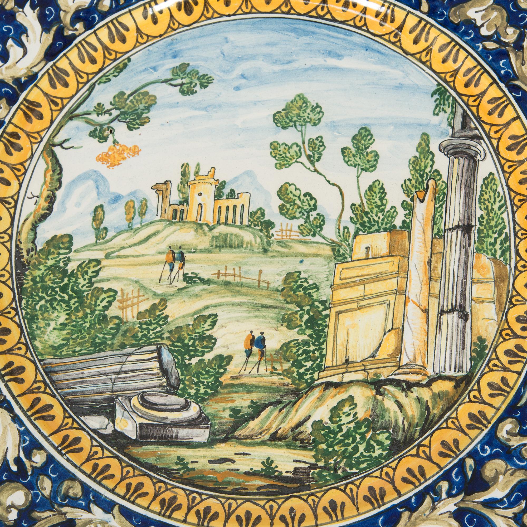 Two faience chargers in historic style, Italy, late 19th century.