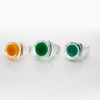 Siv Lagerström, three acrylic plastic rings, 1970s.
