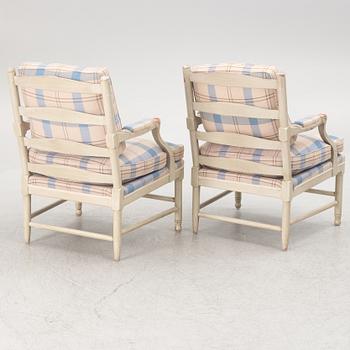 A pair of Gustavians style armchairs, 20th century.