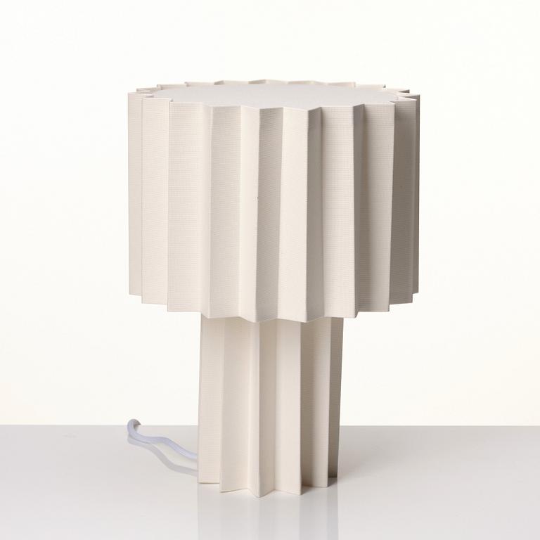 FOLKFORM,  "L árt Plisse no 3", Form study in white, a table lamp, Studio Folkform, 2022.