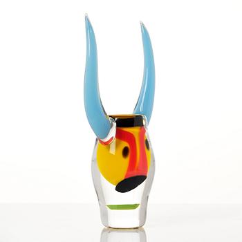 Erik Höglund, "Tjur", a glass sculpture/ vase, Studioglas Bergdala, ed. 311/350.