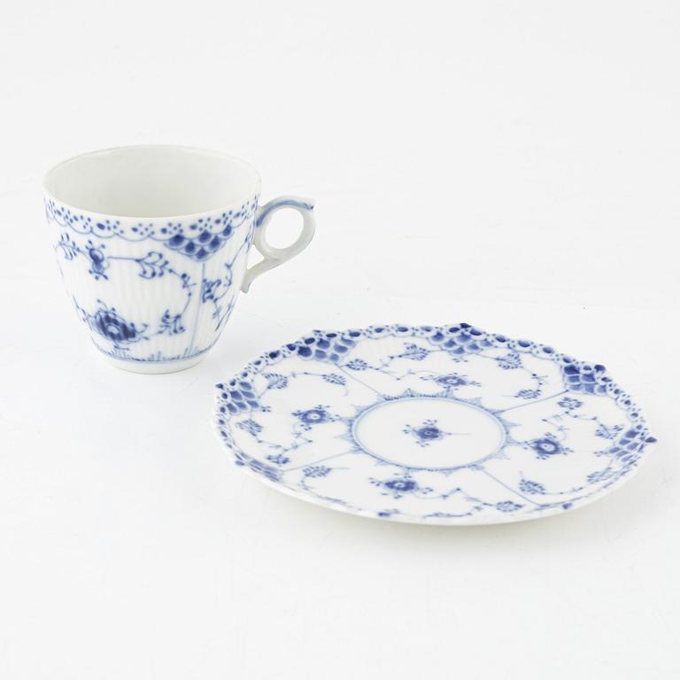 Royal Copenhagen, 76 porcelain service parts, 'Musselmalet Full Lace and Half Lace', Denmark.