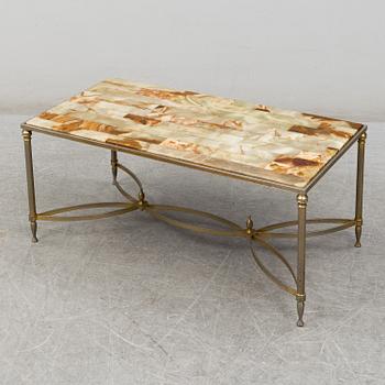 a metal and onyx coffee table from the mid 20th century.