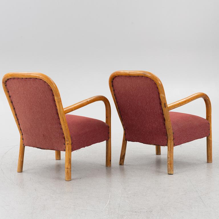 Armchairs, a pair, 1930s-40s.