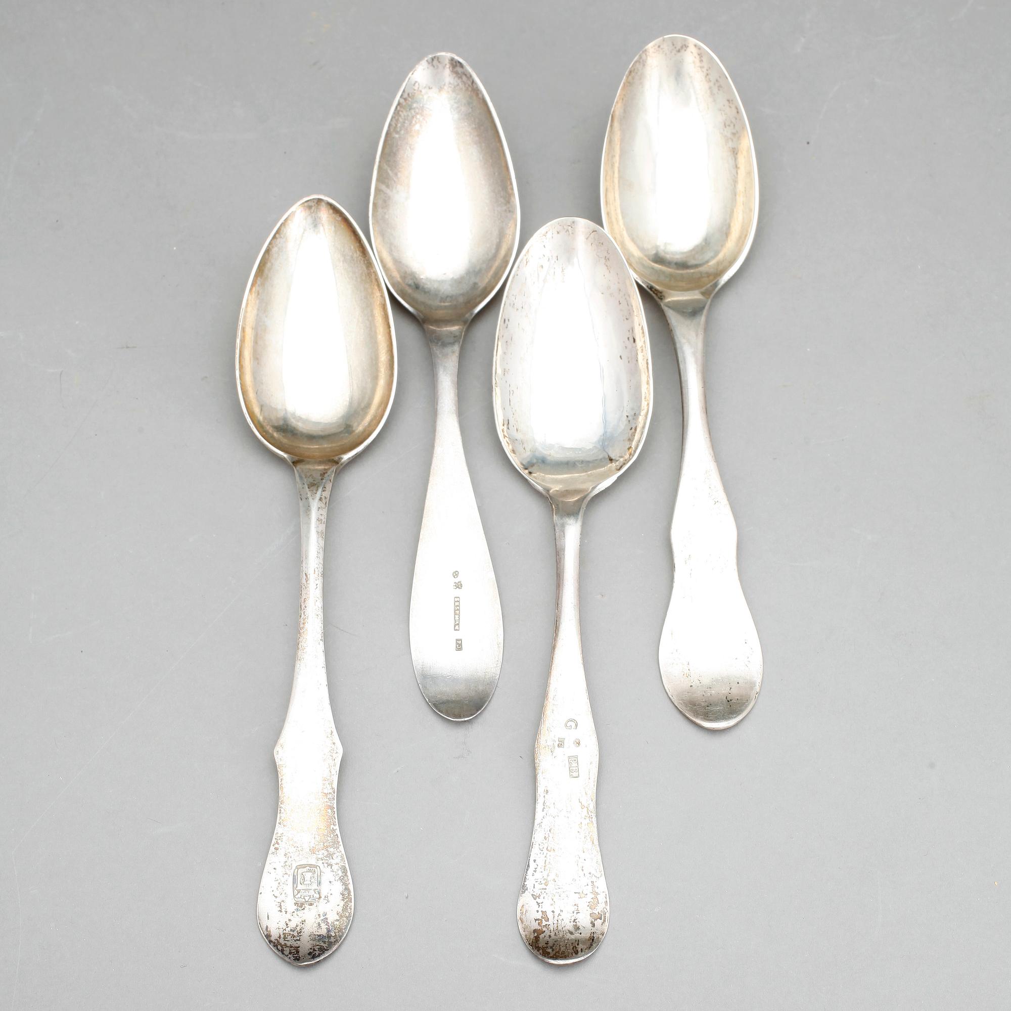 MATSKEDAR, 4 st silver, bland annat Johan Lindgren, Gävle, 1804. Vikt ca 173g.