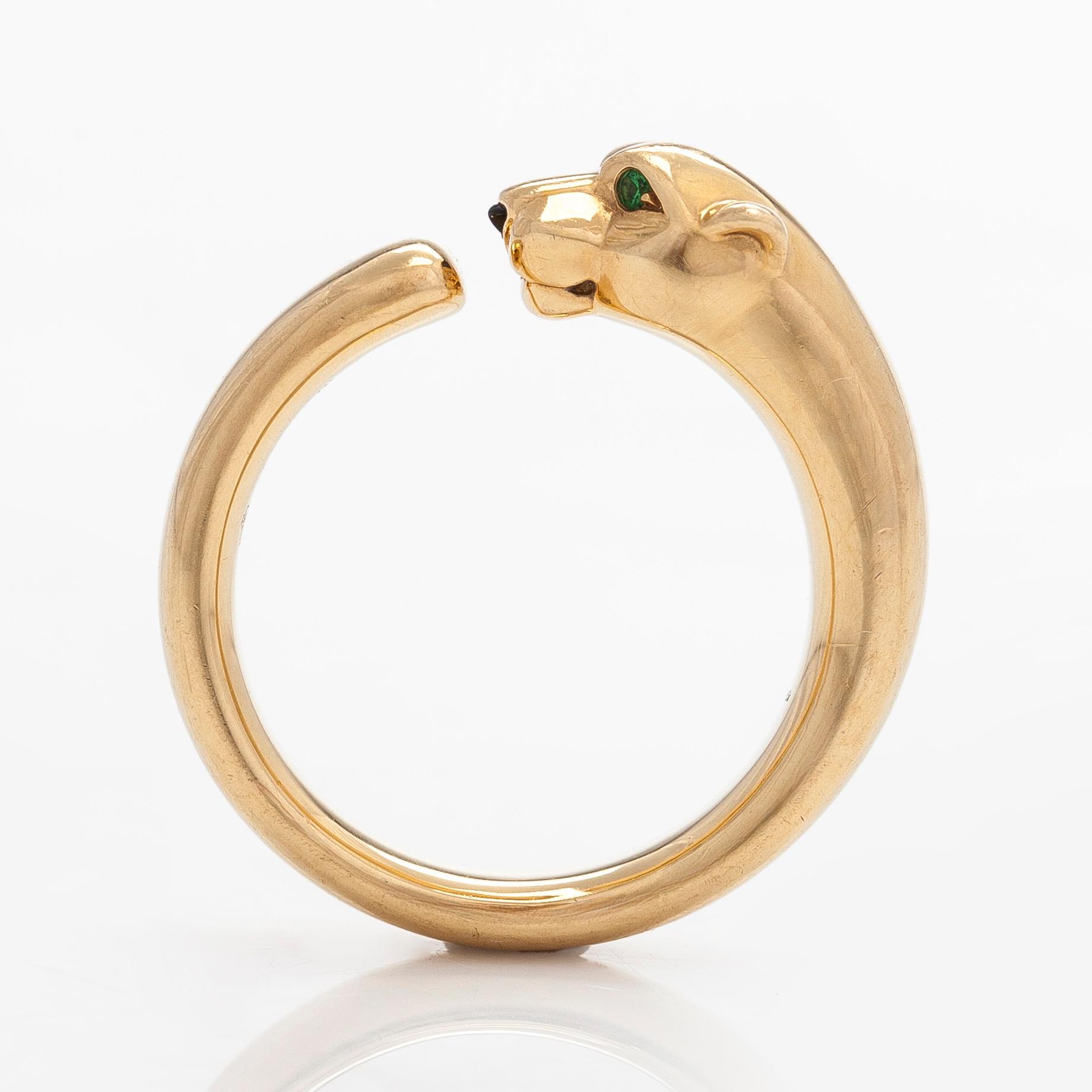 Cartier, ring, "Panthère de Cartier", liten modell, 18K guld, onyx och tsavoriter.