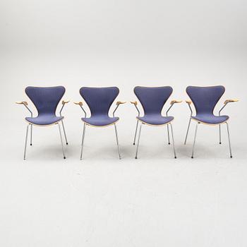 Arne Jacobsen, Four "Seven" armchairs, designed by Arne Jacobsen for Fritz Hansen.