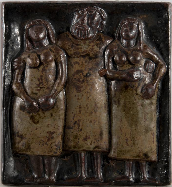 Åke Holm, A stoneware wall relief by Åke Holm, signed.